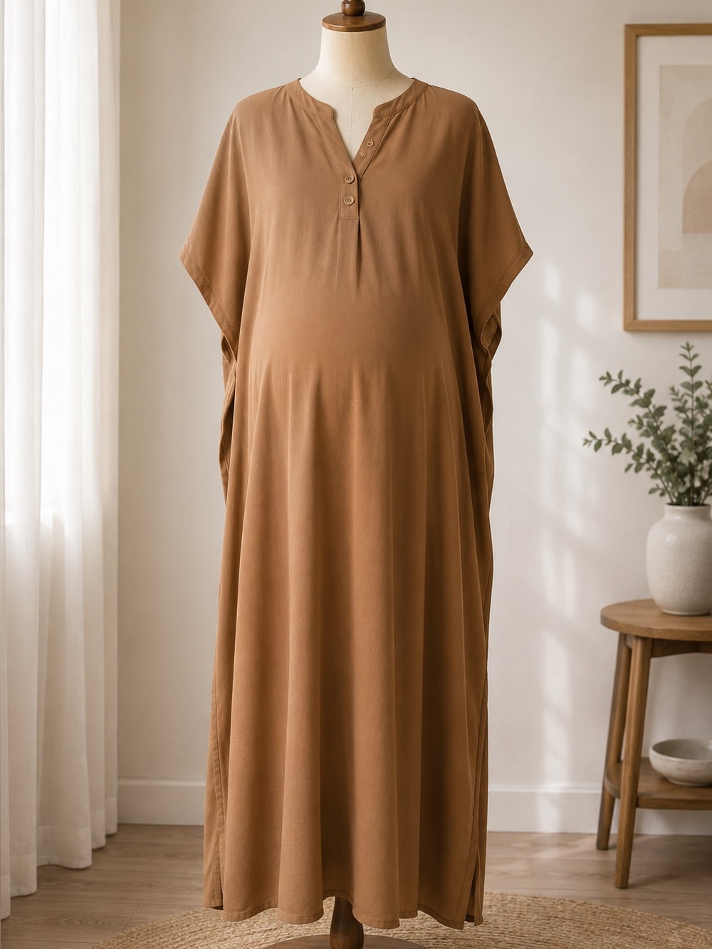 Woman pregnancy dress tan color size is large